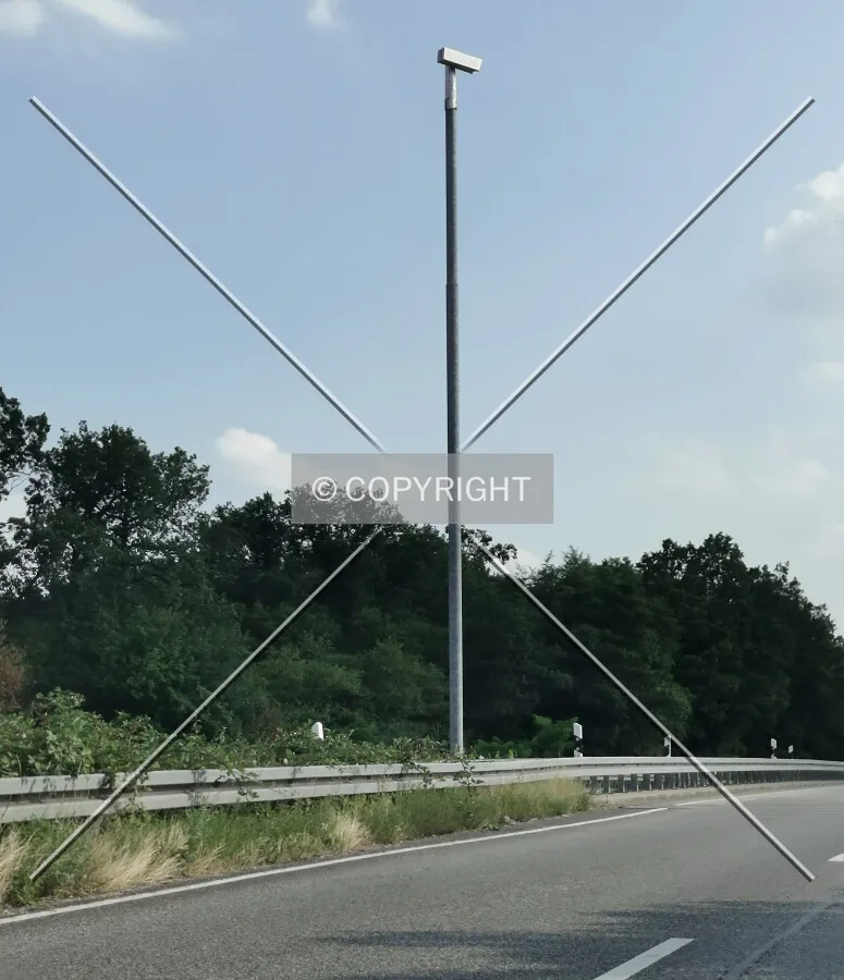 Security camera mounted on a mast
