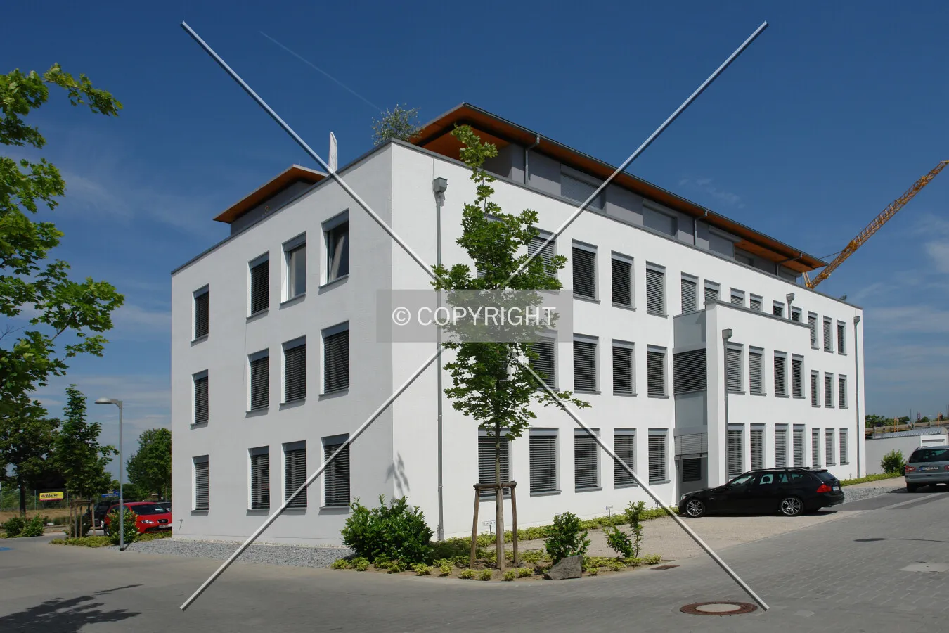 Backside of the white building