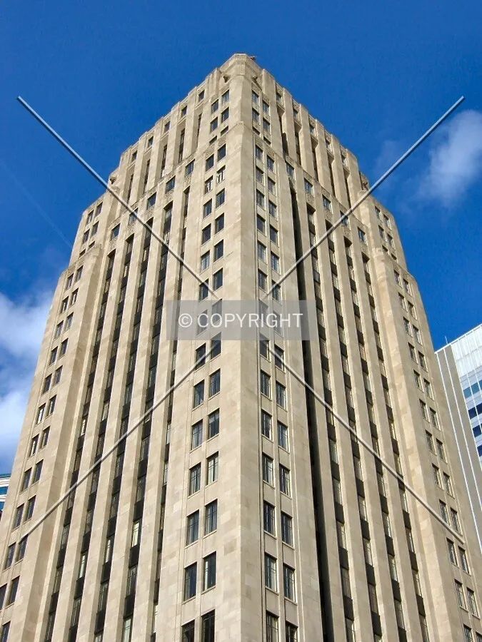 Looking up from the entrance to Wells Fargo Center