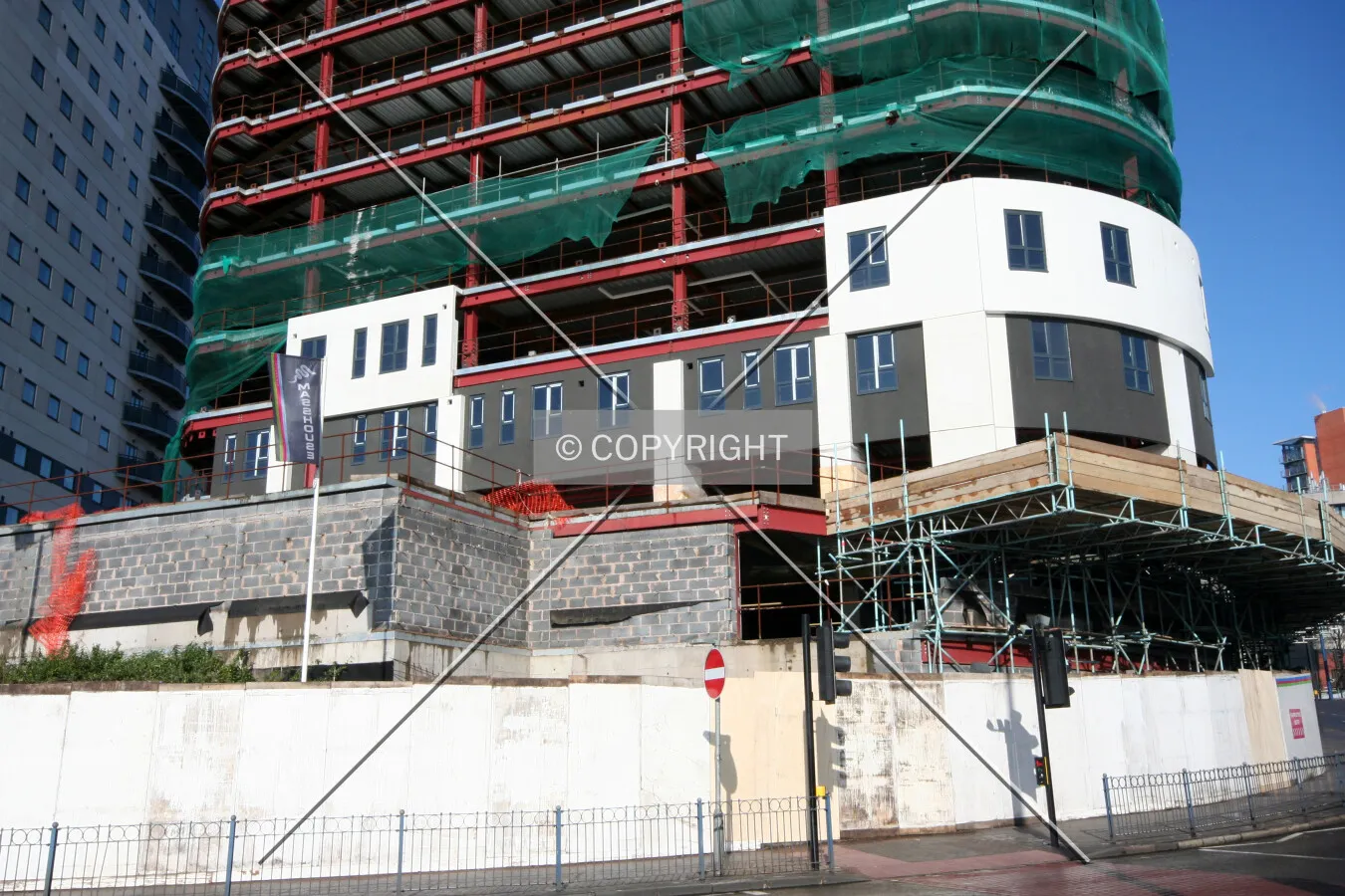 Facade construction progress