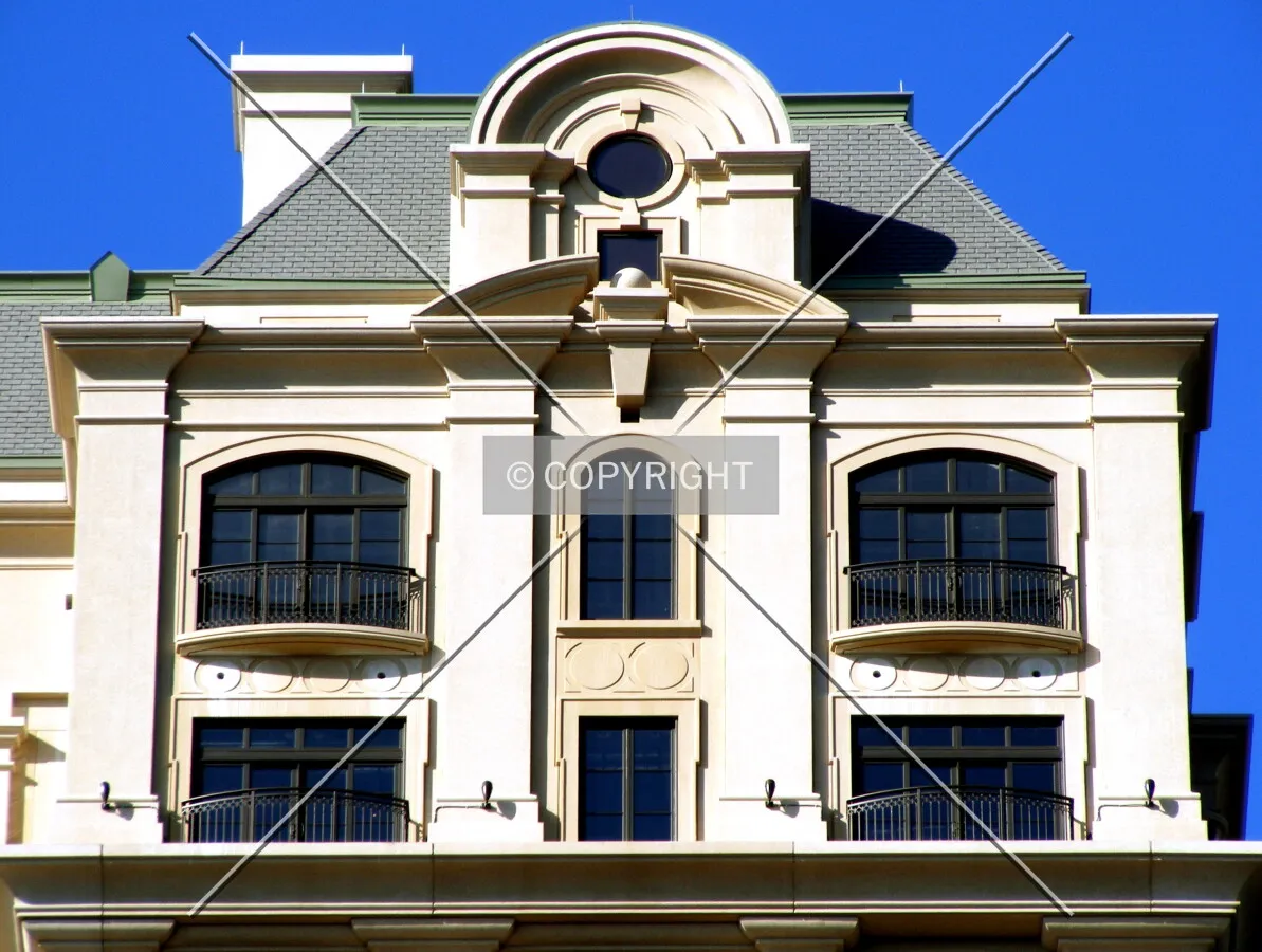 Top detail of north facade