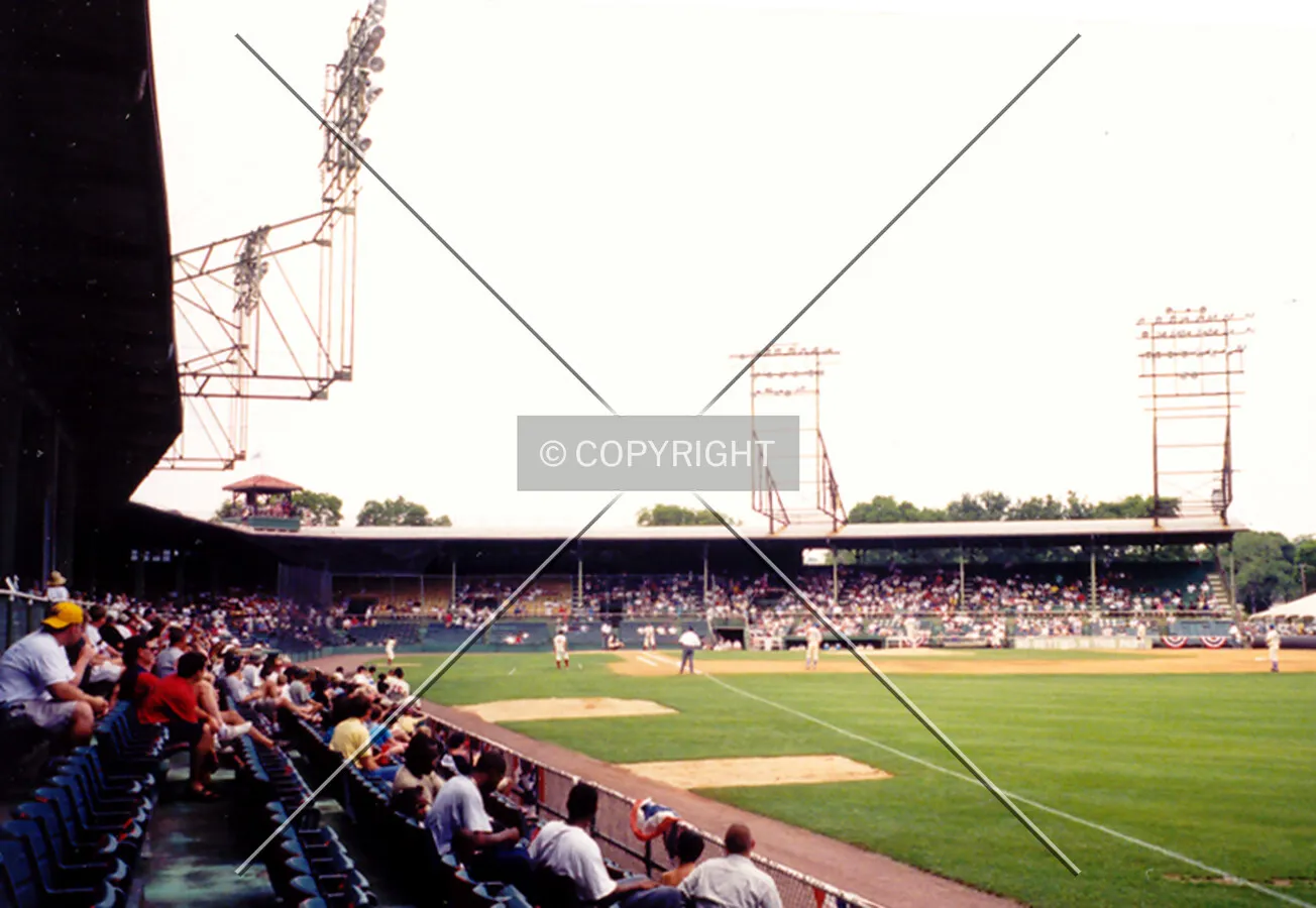 Looking down the first base line of the oldest still standing baseball stadium in the US