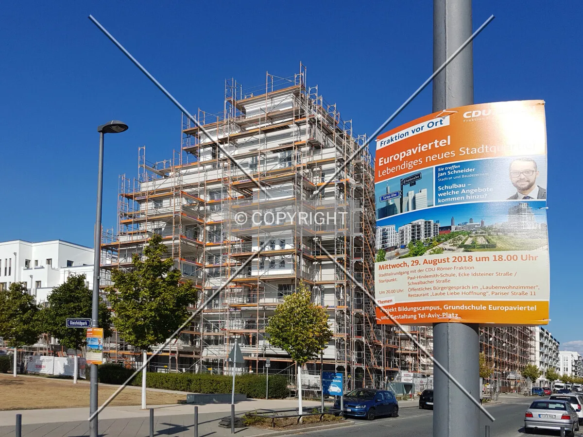 Advertisement for political discussion - Europaviertel - Lebendiges neues Stadtquartier