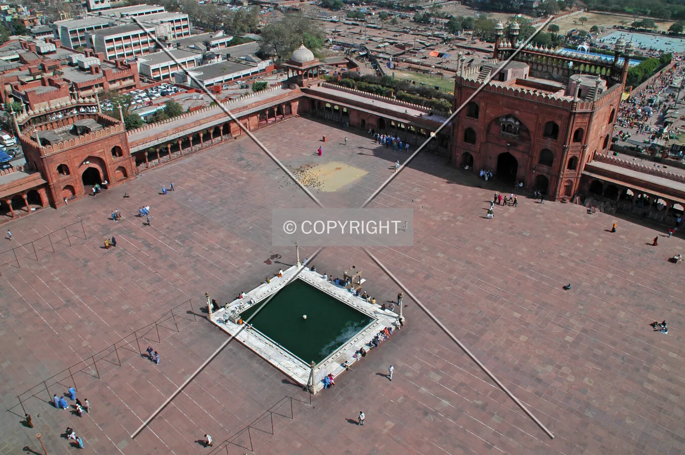 Elevated view of the courtyard