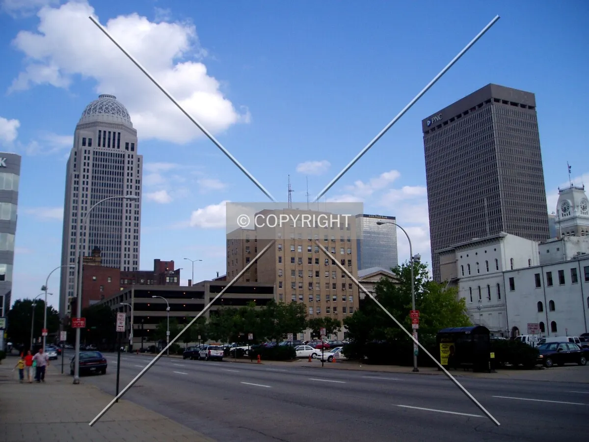 Looking southeast from the intersection of Jefferson and South 6th Streets