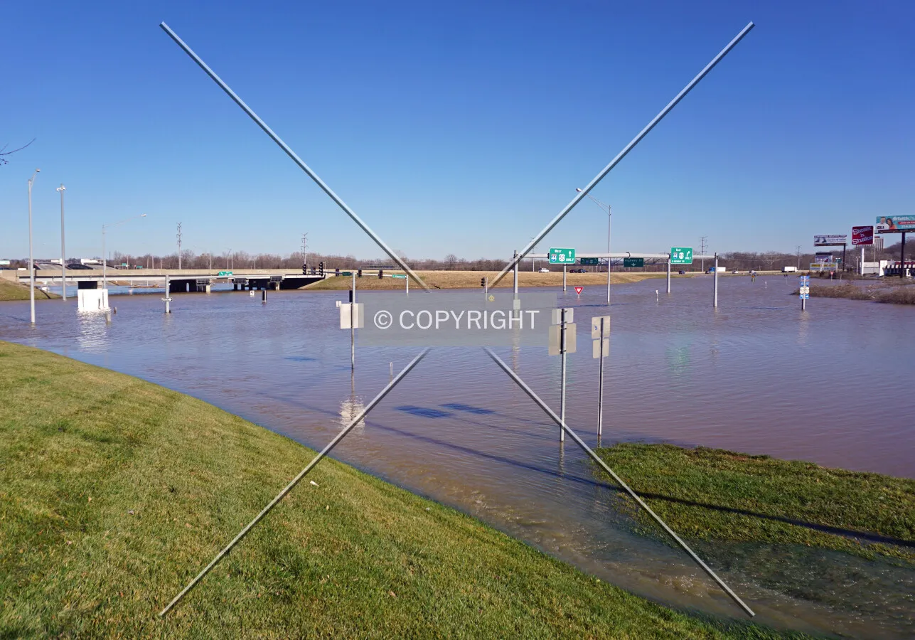 View from the south across the flooded Highway 141; January 1, 2016