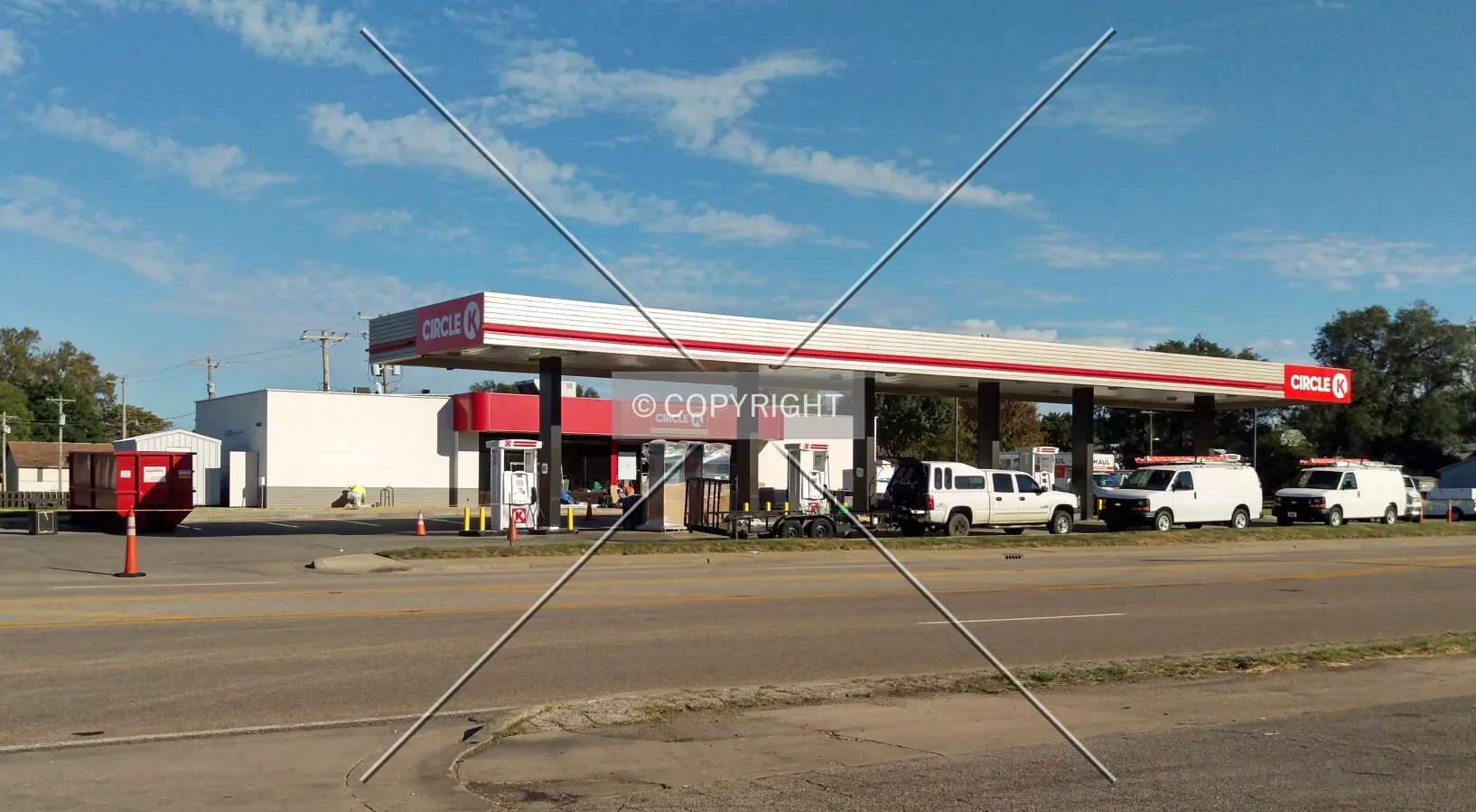 View from the northwest during the conversion from a QuikTrip to a Circle K; September 30, 2015