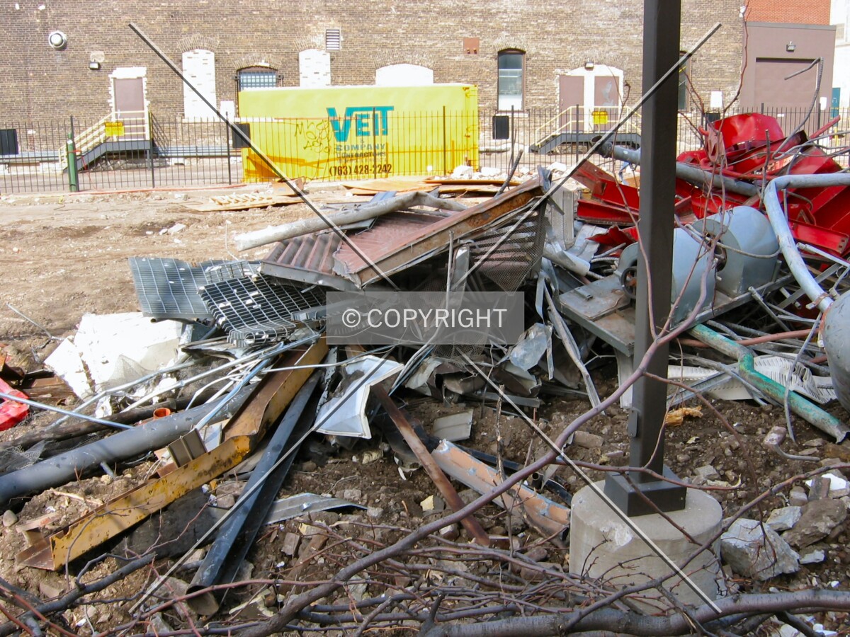 Debris from the demolition of the Diageo Data Center
