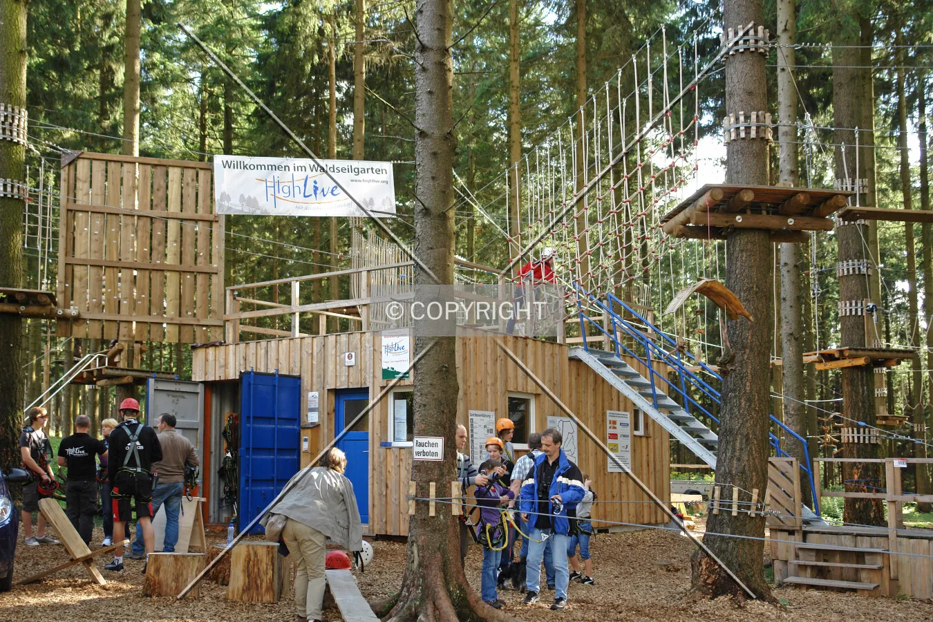 Climbing area in a forest