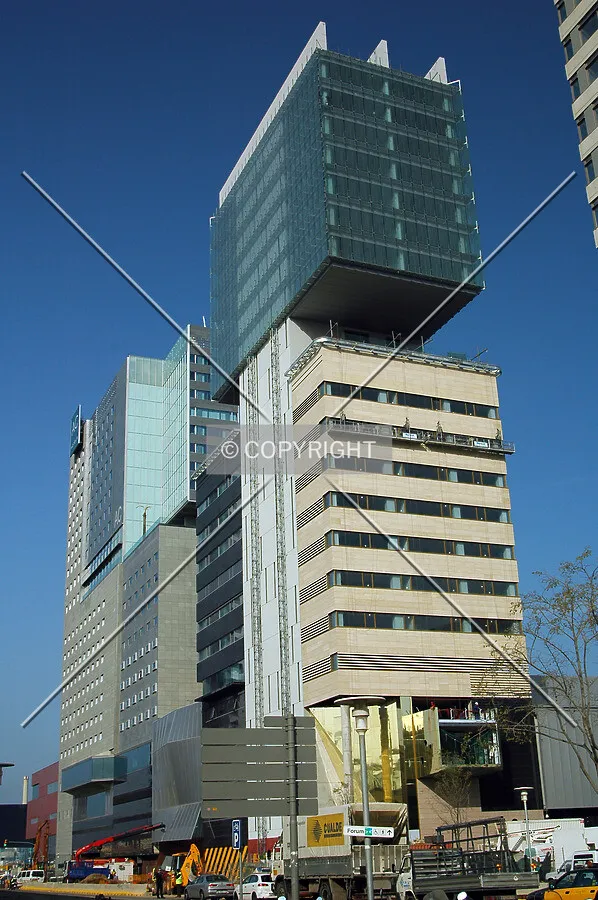 Different facade systems as seen from the west