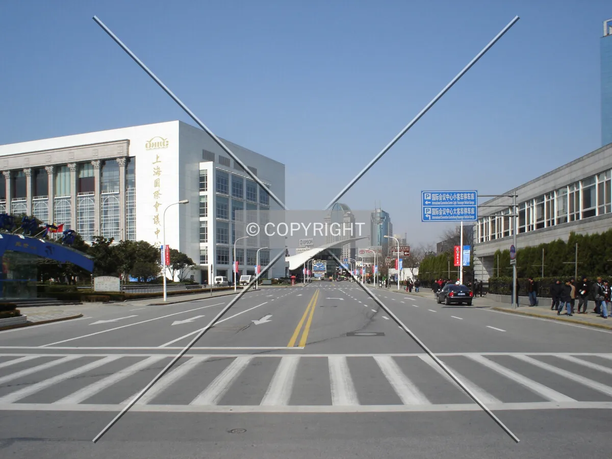 A typical wide street in Pudong/Shanghai/China