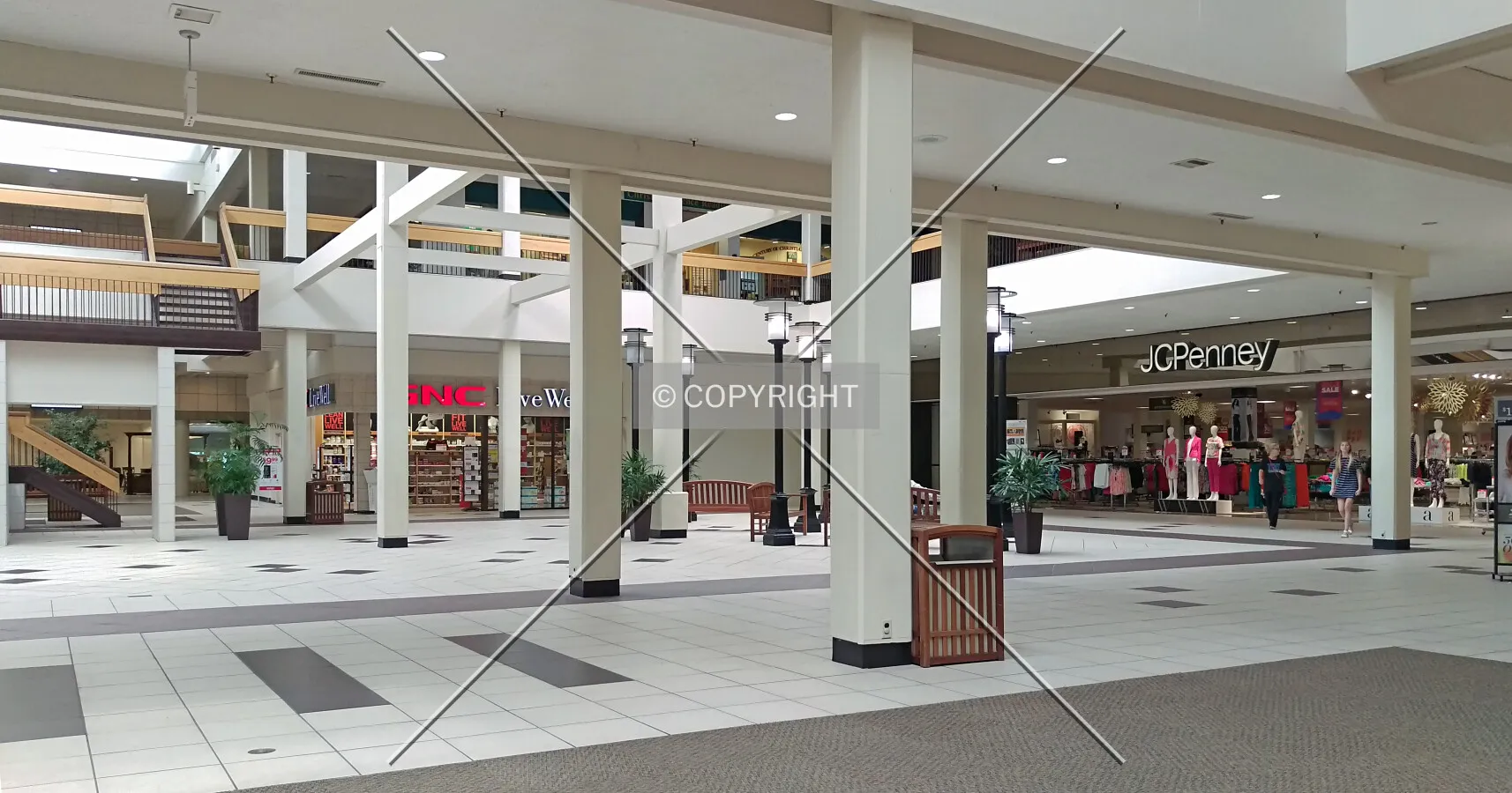 Lower level view towards JCPenney and GNC; May 22, 2015
