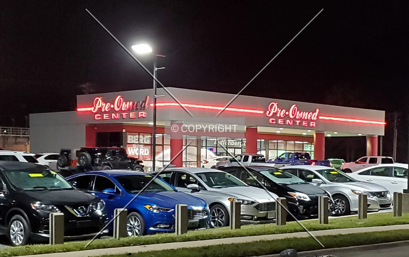 Southeast view at night; November 22, 2019