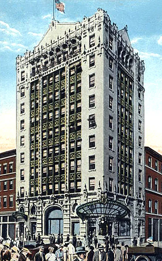 View from the northeast showing original cornice treatment
