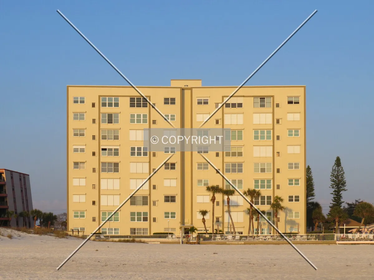Full beach elevation at sunset