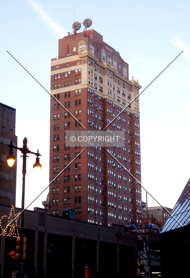 From the southwest on South Broad Street at dusk