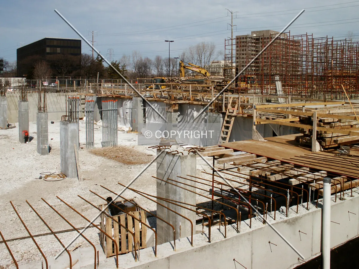 Looking northeast across the foundations for Maple Tower