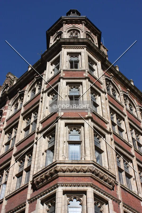 Looking up at the corner turret