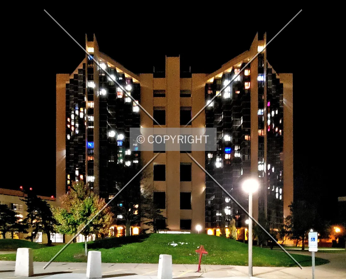 Night view from the north; November 2, 2019
