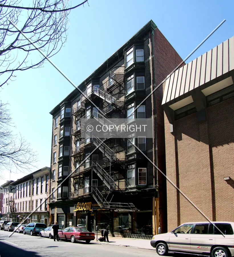 View from the northeast across 4th Street