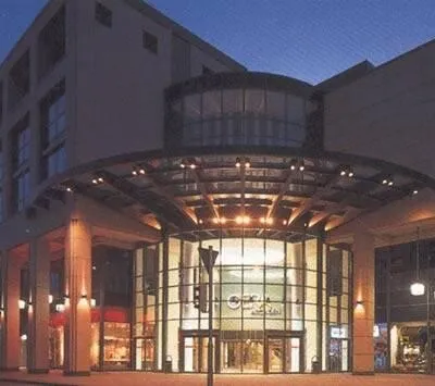 Night view of the entrance