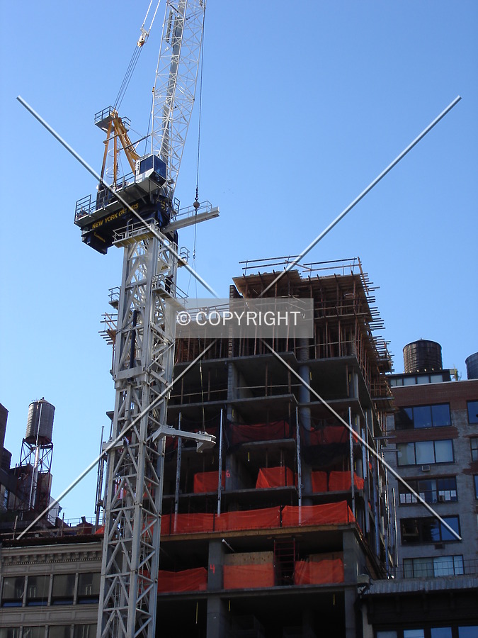 View of the crane and upper floors