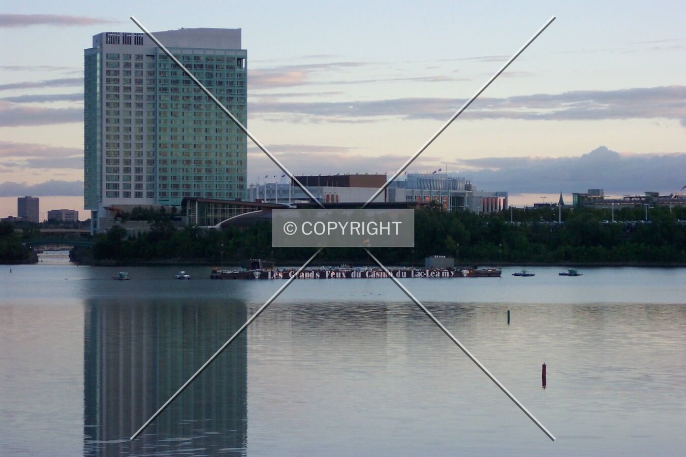 Southern view at dusk; preparations are being made for the Sound & Lights fireworks display