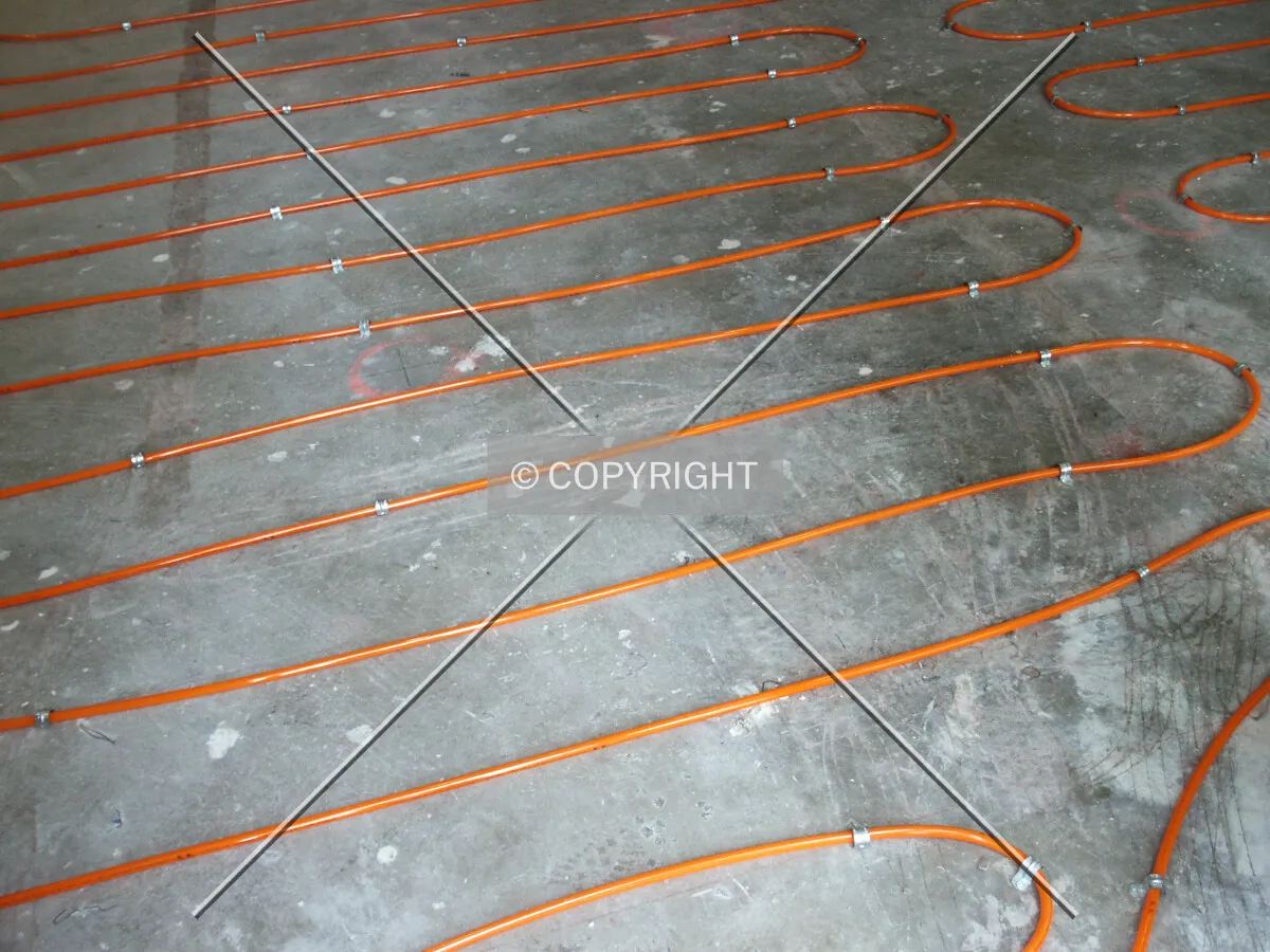 Heating coils on the lobby floor