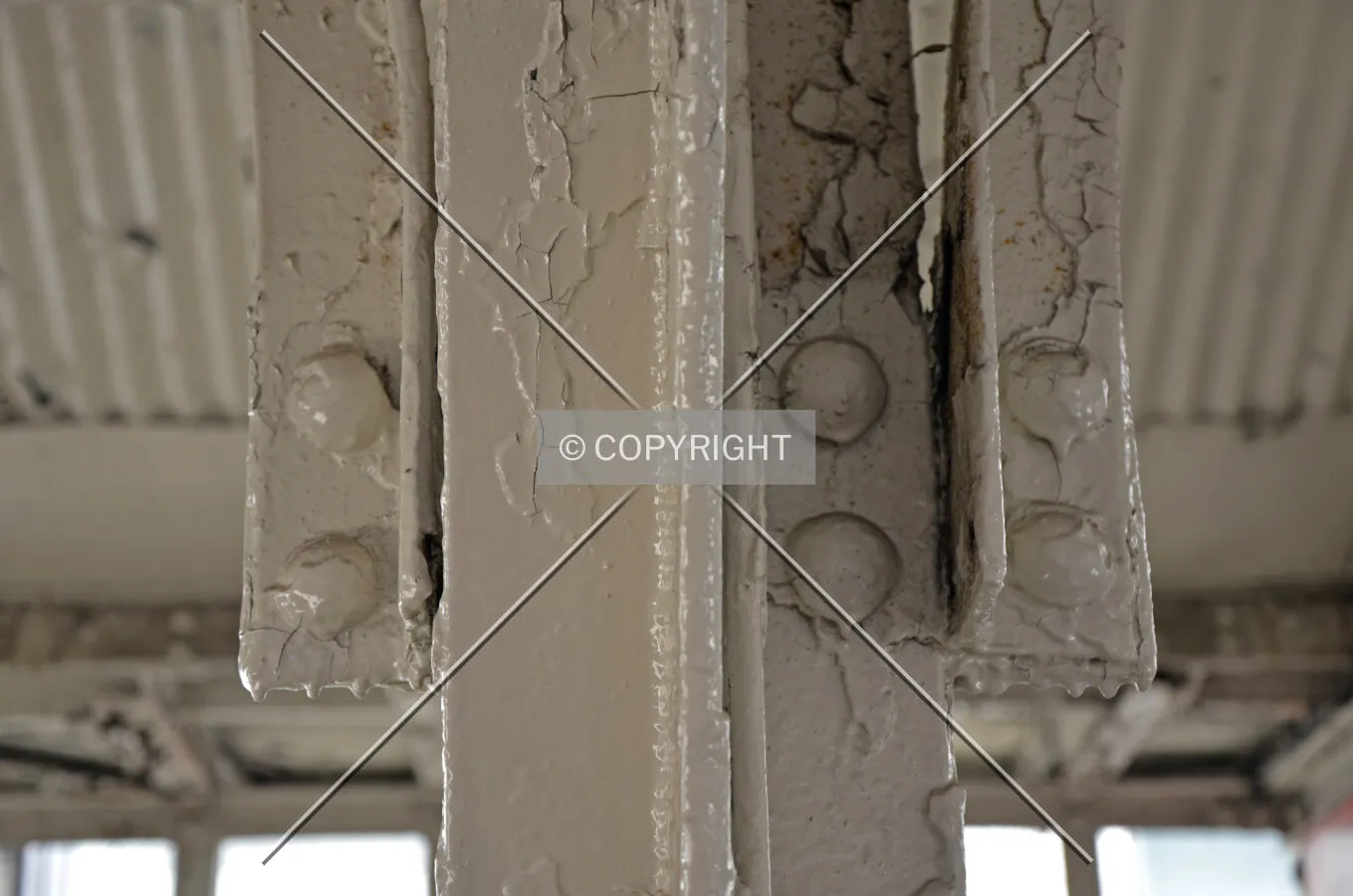 Detail of riveted steel connections for eastern platform canopy; March 7, 2015.