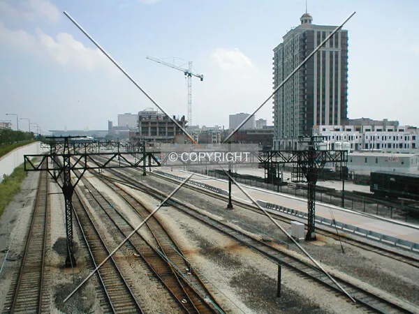 View from Roosevelt Road at the Metra tracks looking south