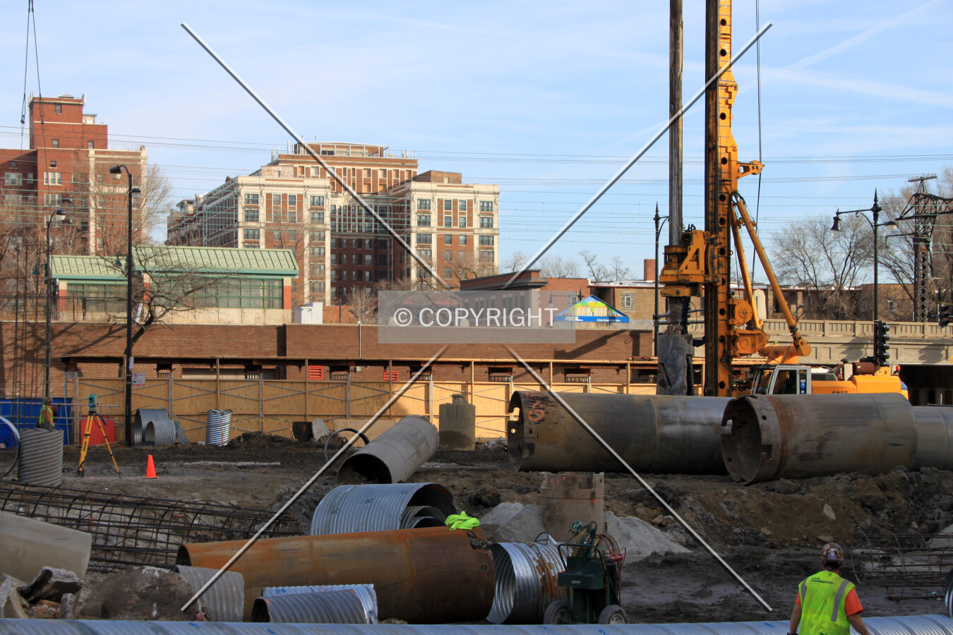 Foundation work viewed from the northwest corner