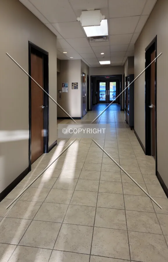 First floor hallway from the main entrance; April 22, 2021