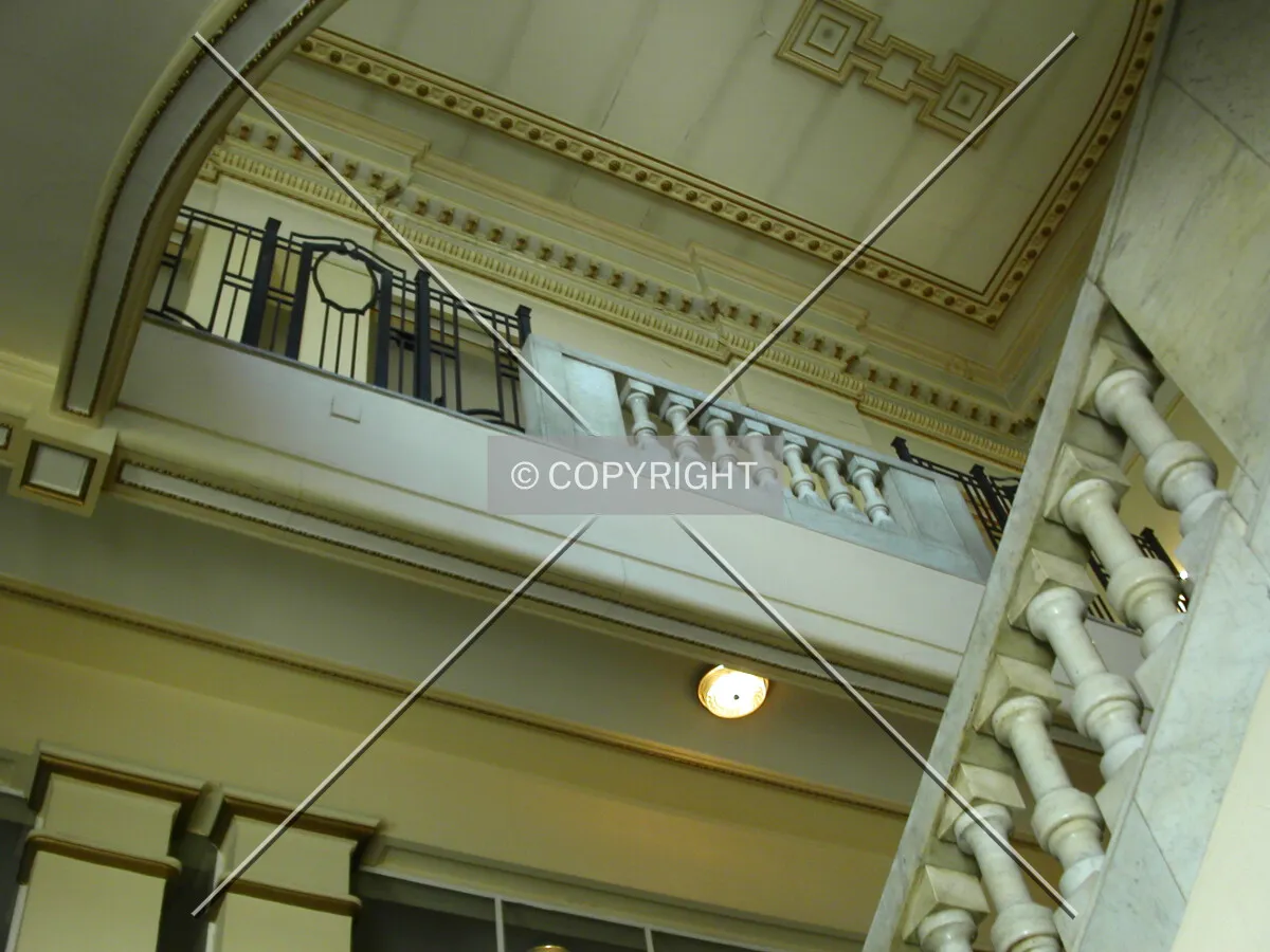 Looking up to the stairs area