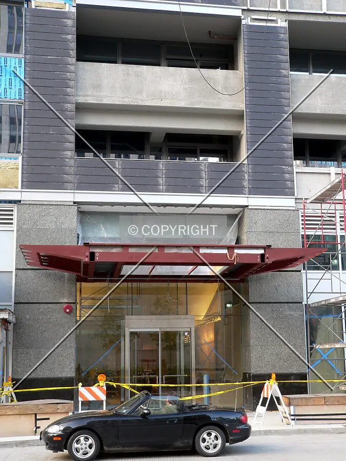 Main residential entrance on upper Illinois Street