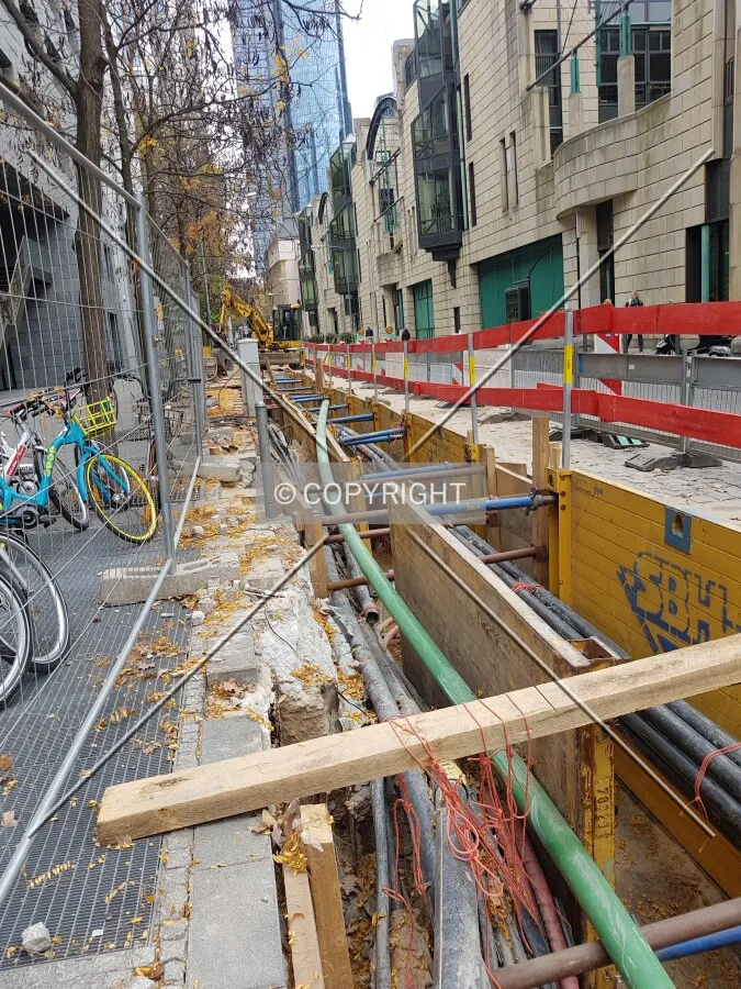 Construction work at utilities at pipes