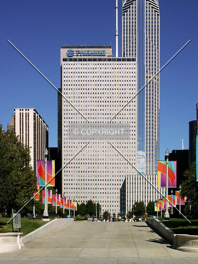 Looking up Chase Promenade in Millennium Park