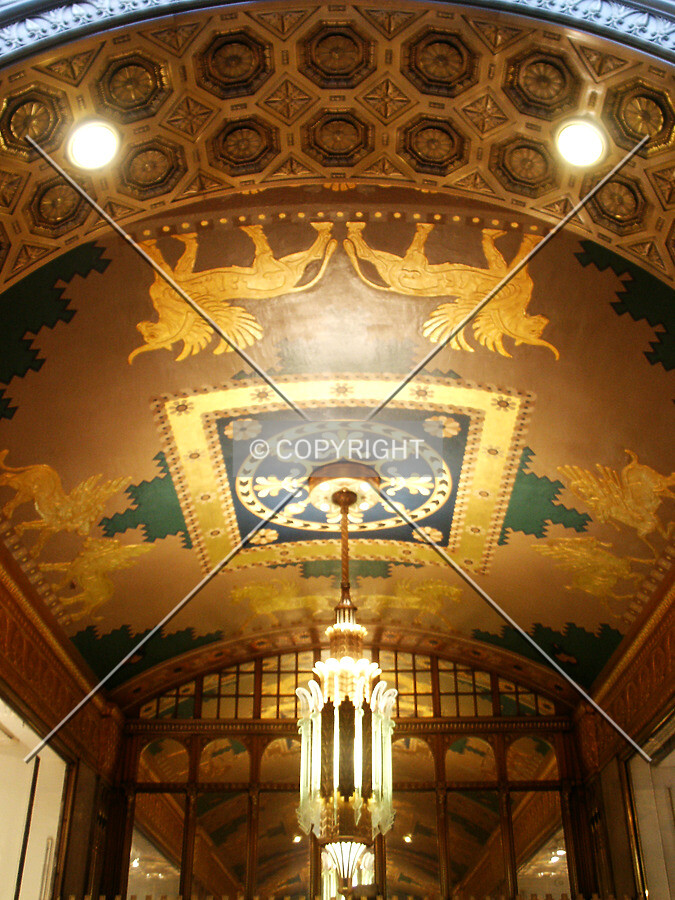 Ceiling detail in the lobby