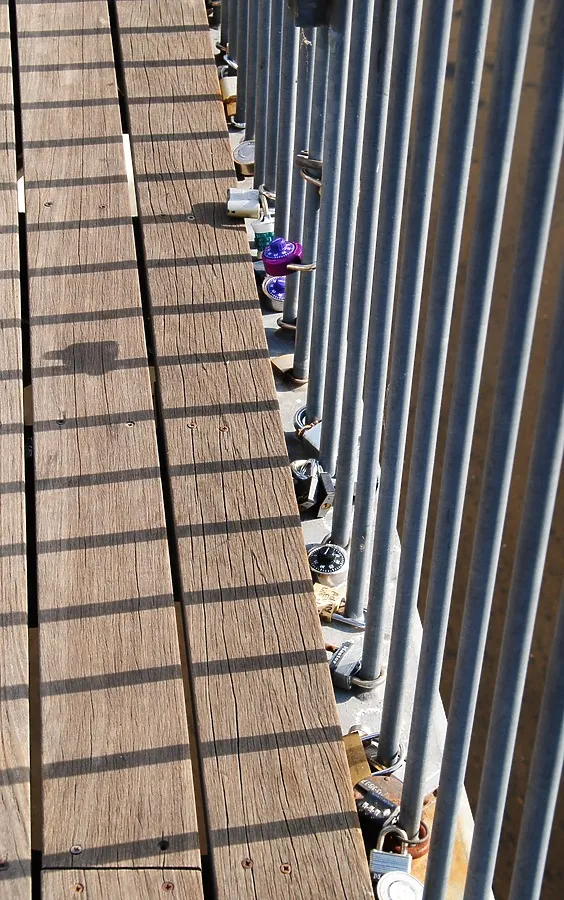 Locks on the bridge railing