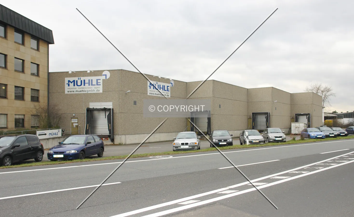 A typical warehouse building with loading docks in Germany