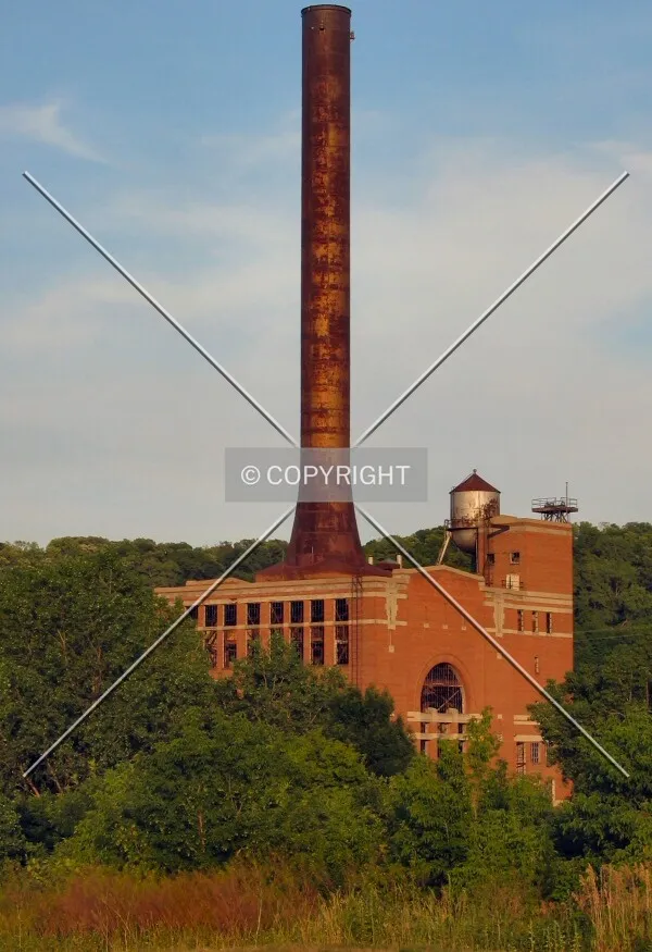 View to the east from Old Shepard Road, including old smokestack