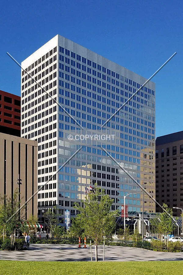 View from Kiener Plaza to the southwest; May 28, 2017