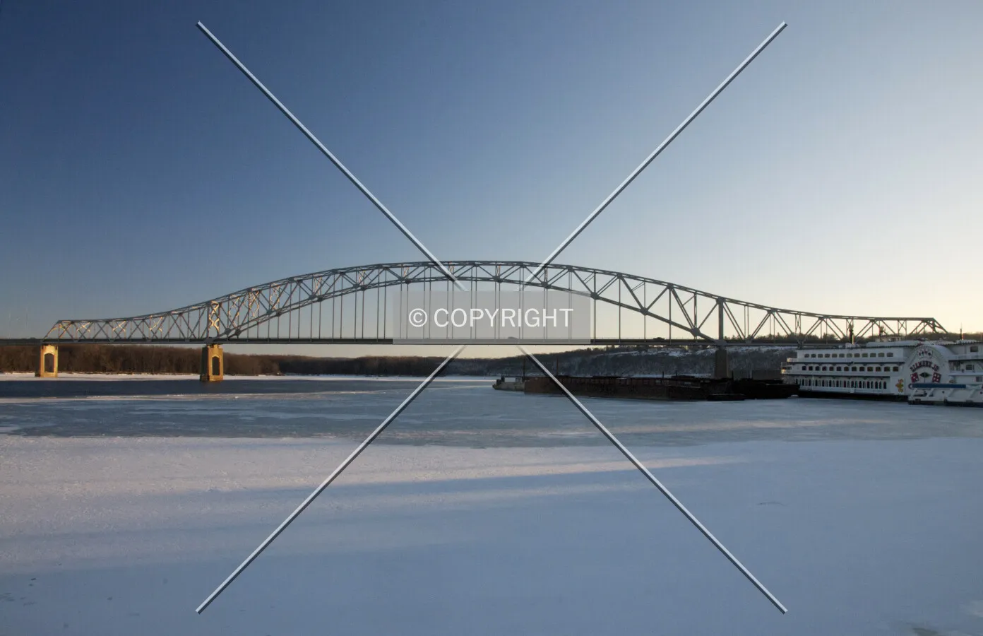 Main span over the Mississippi River, viewed from the north. December 28, 2009
