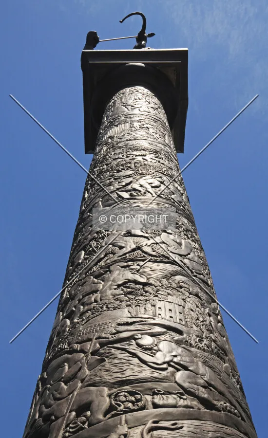Looking up at the statue of the Tequesta Family from the west