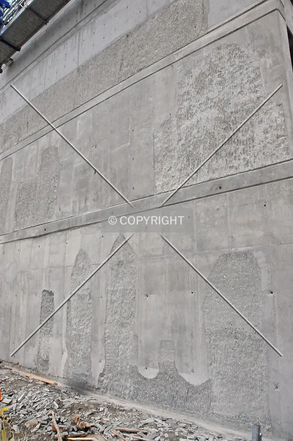 Concrete sheer wall on the north side of the base
