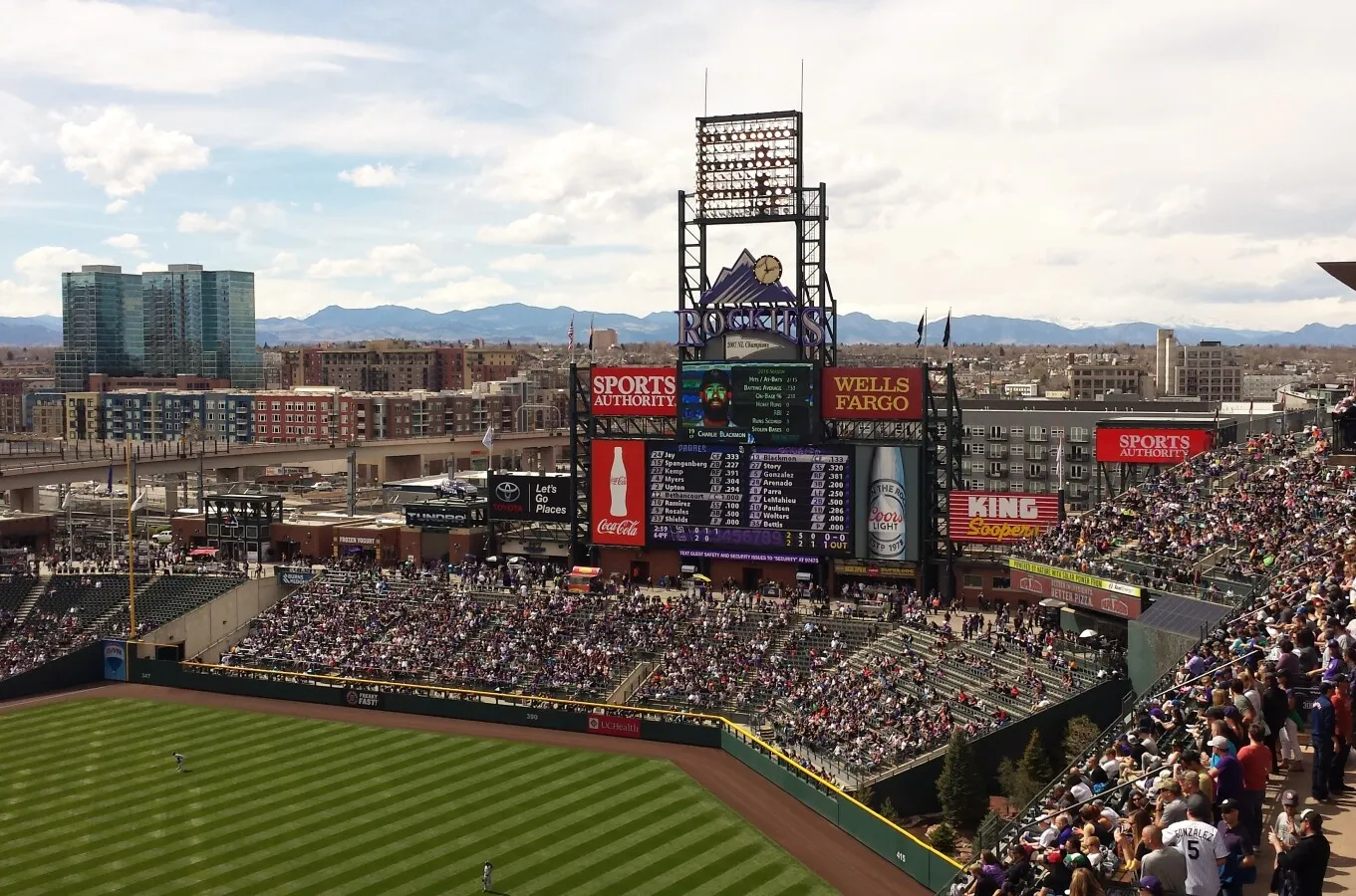 Left field and the scoreboard