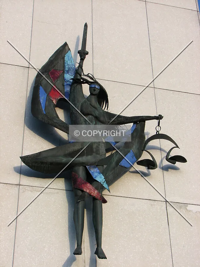 The sculpture on the south wall