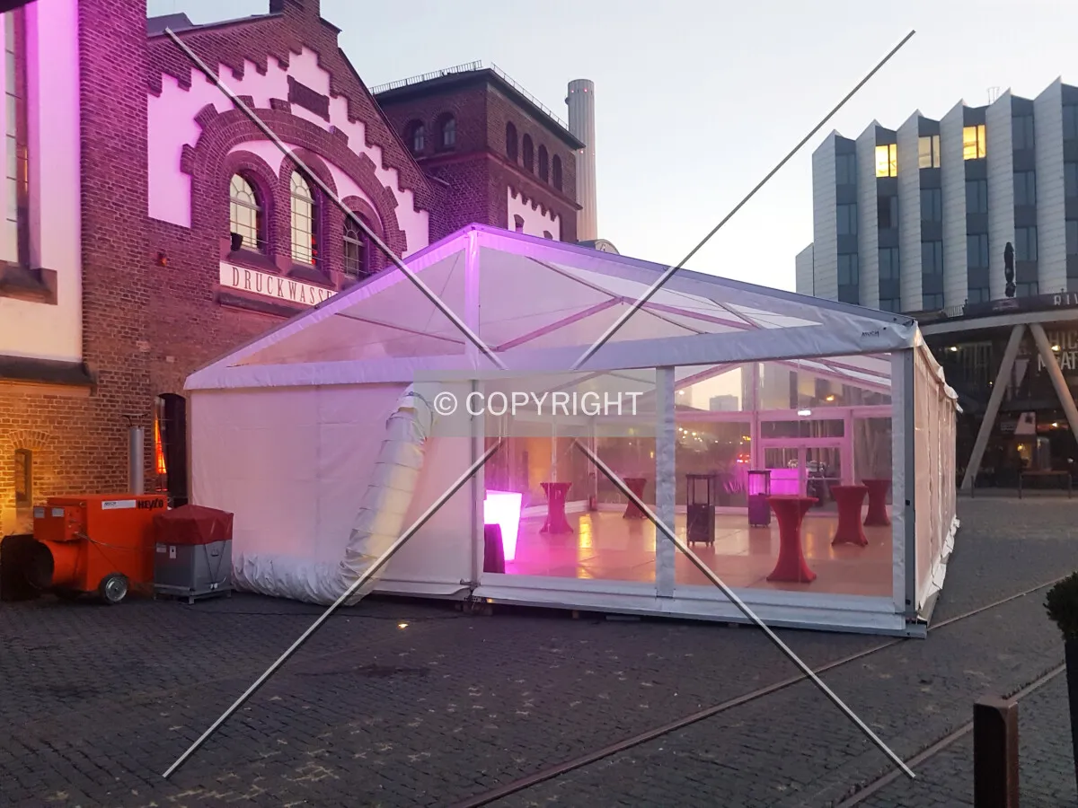 A temporary party tent