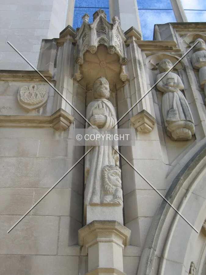Figure representing St. Mark, patron saint of the Cathedral