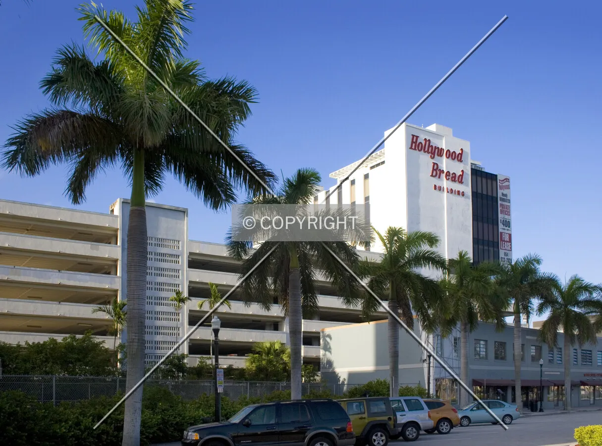 South side with adjacent parking garage
