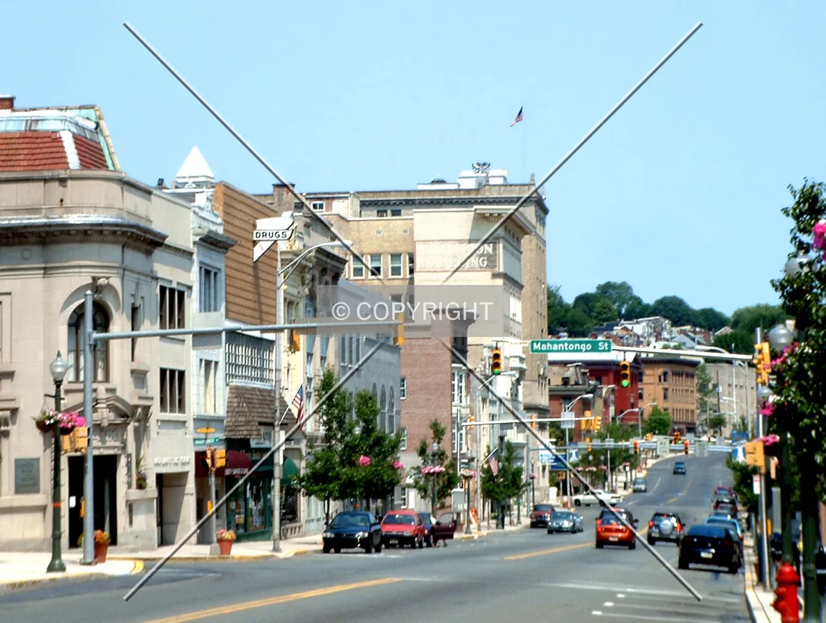 View from the southeast along Centre Street